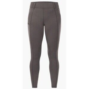 Kerrits Power Stretch Fleece Knee Patch Pocket Riding Tight Gray (S) Equestrian